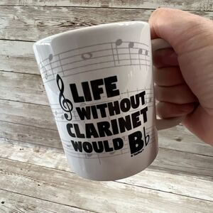 Life Without Clarinet Would Bb‎ ThisWear Coffee Mug White Black Music Lover Gift